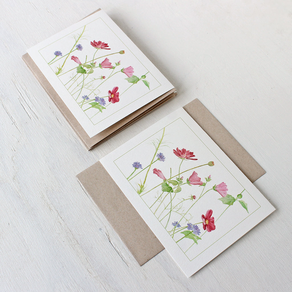 Lovely wildflower note cards with Kraft envelopes by trowelandpaintbrush