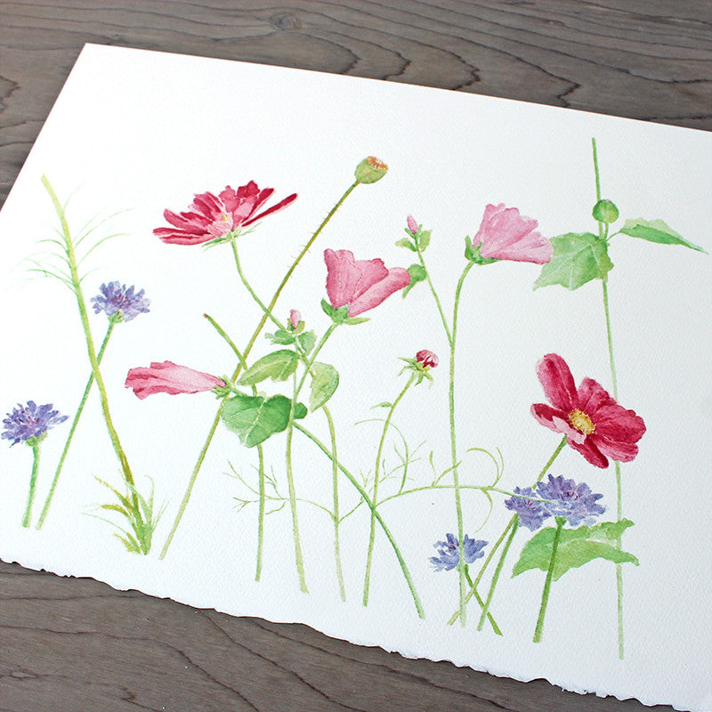 Wildflower watercolor print by Kathleen Maunder