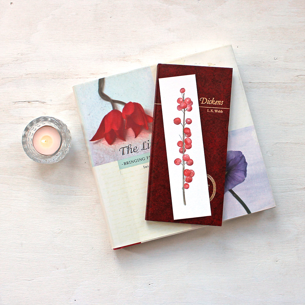 Winterberry (Ilex verticillata) bookmark featuring a watercolour by Kathleen Maunder