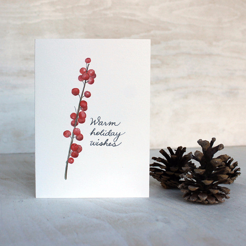 Winterberry holiday card featuring a watercolor painting by Kathleen Maunder.