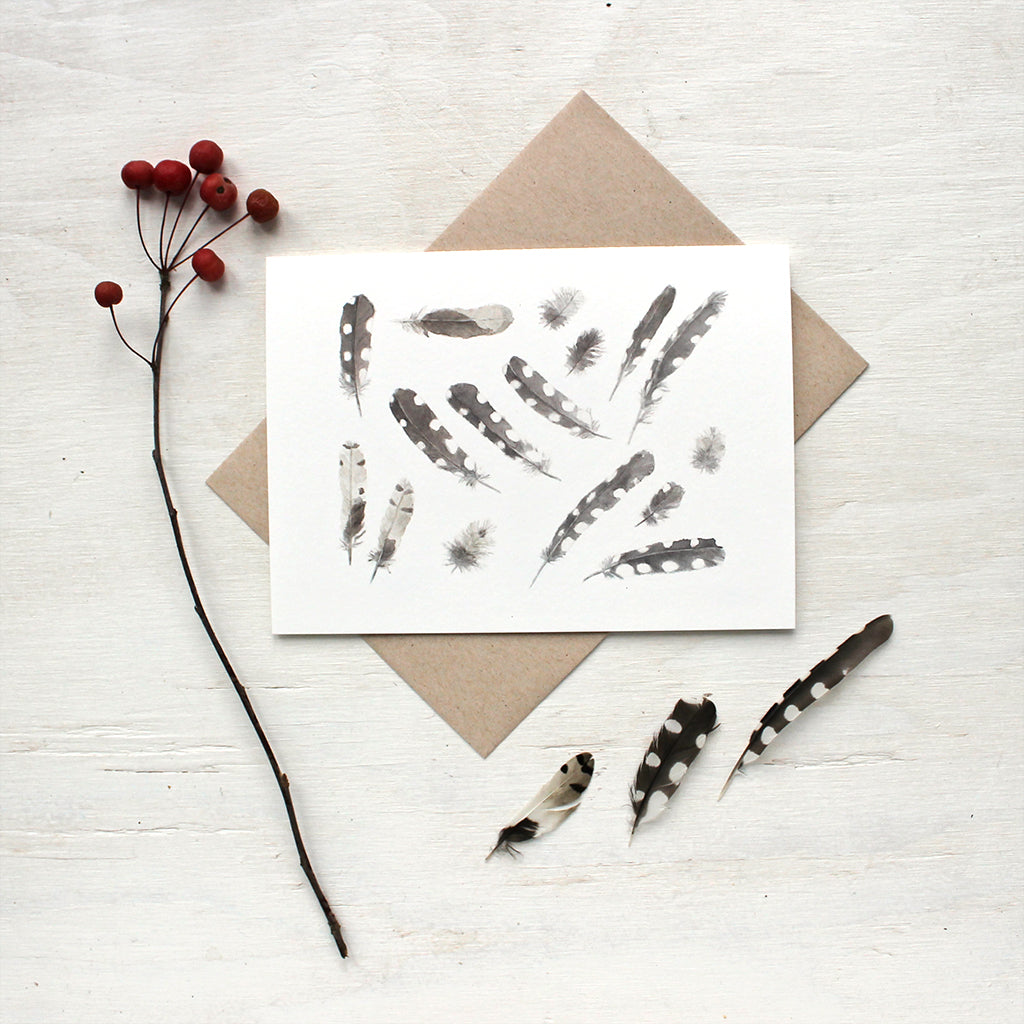 Woodpecker Feathers Watercolor Note Card Set – Trowel and Paintbrush
